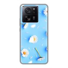 Чехол с Цветами для Xiaomi 13T Pro (ромашки на голубом)
