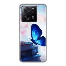 Силиконовый бампер с картинкой животных для Xiaomi 13T Pro (Бабочка синяя)