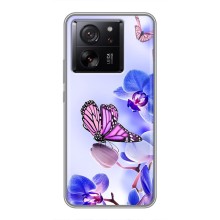 Чехлы с Цветами для Xiaomi 13T (VPrint) (Бабочка на цветочке)