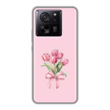 Чехол с розовым рисунком для Xiaomi 13T (Букет цветов)