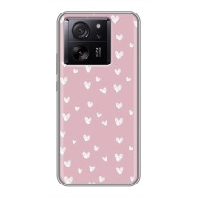 Чехол с розовым рисунком для Xiaomi 13T (Сердечки на розовом)