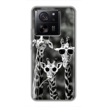 Силиконовый чехол с КАРТИНКАМИ лето для Xiaomi 13T (AlphaPrint) (Жирафы в очках)