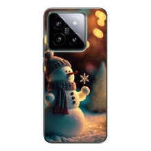 Чехлы на Новый Год Xiaomi 14 Pro (Снеговик праздничный)