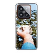 Чехлы с изображением разных животных для Xiaomi 14 Pro (Ежик на руках)