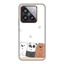 Чехлы с изображением разных животных для Xiaomi 14 Pro (Удивленные медвеженки)