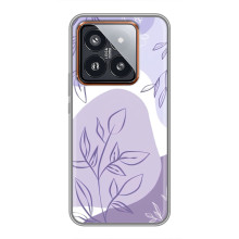 Силиконовый чехол с принтом в цветах на Xiaomi 14 Pro (Фиолетовый дизайн)