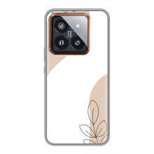Силиконовый чехол с принтом в цветах на Xiaomi 14 Pro (Нюдовый дизайн)