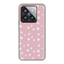 Чехол с розовым рисунком для Xiaomi 14 Pro (Сердечки на розовом)