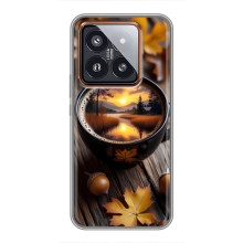 Чехол с уникальным дизайном «Осень с кофе» для Xiaomi 14 Pro – Тёмный кофе