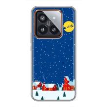 Силиконовый бампер на рождество для Xiaomi 14 Pro (Город в снегу)