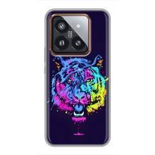 Силиконовый бампер с картинкой животных для Xiaomi 14 Pro (Тигр-Арт)