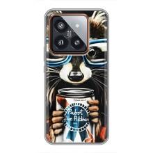 Силиконовый Чехол с Енотами на Xiaomi 14 Pro – Енот в очках