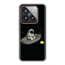 Силиконовый Чехол с принтом "Космонавты" на Xiaomi 14 Pro – Космонавт на рыбалке