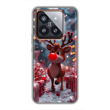 Яркий чехол для Xiaomi 14 Pro с Зимними Оленятами – Олень среди подарков