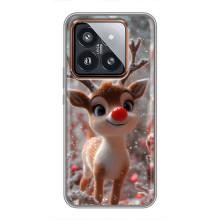 Яркий чехол для Xiaomi 14 Pro с Зимними Оленятами