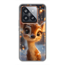 Яркий чехол для Xiaomi 14 Pro с Зимними Оленятами – Оленёнок среди гирлянд