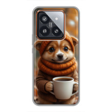 Печатный чехол «Зверята с кофе» для Xiaomi 14 Pro – Песик с кофе