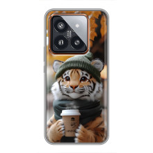 Печатный чехол «Зверята с кофе» для Xiaomi 14 Pro – Тигр с кофе