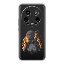 Силиконовый чехол с картинкой "Герой Pubg" на Xiaomi 14 Ultra – В огне