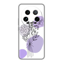 Силиконовый чехол с принтом в цветах на Xiaomi 14 Ultra (Фиолетовый букет)