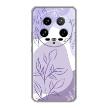 Силиконовый чехол с принтом в цветах на Xiaomi 14 Ultra (Фиолетовый дизайн)