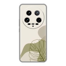 Силиконовый чехол с принтом в цветах на Xiaomi 14 Ultra (Монстера зелёная)
