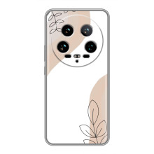 Силиконовый чехол с принтом в цветах на Xiaomi 14 Ultra (Нюдовый дизайн)