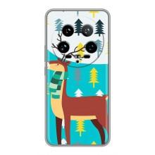 Силиконовый бампер с картинкой животных для Xiaomi 14 Ultra (Олень с шарфом)