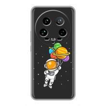 Силиконовый Чехол с принтом "Космонавты" на Xiaomi 14 Ultra – Космонавт с шариками