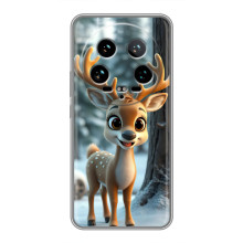 Яркий чехол для Xiaomi 14 Ultra с Зимними Оленятами – Оленёнок в лесу