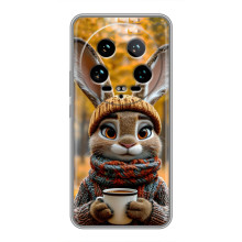 Печатный чехол «Зверята с кофе» для Xiaomi 14 Ultra – Зайчик с кофе