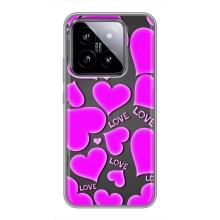 Чехлы для любимой на Сяоми 14 (VPrint) (Pink hearts)