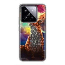 Чехлы с картинкой Лисички для Xiaomi 14 (VPrint) (Лисица в космосе)