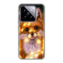 Чехлы с картинкой Лисички для Xiaomi 14 (VPrint) (Лисичка в гирляндах)