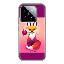 Чехлы с картинкой Лисички для Xiaomi 14 (VPrint) (Лисичка с розочкой)