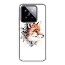 Чехлы с картинкой Лисички для Xiaomi 14 (VPrint) (Лисичка в цветочках)