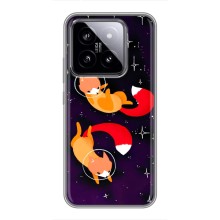 Чехлы с картинкой Лисички для Xiaomi 14 (VPrint) (Лисички космонавты)