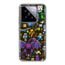 Чехол Майнкрафт на Xiaomi 14 (AlphaPrint) Minecraft (Коллаж Майнкрафт)