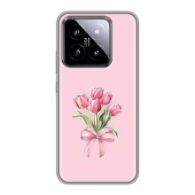 Чехол с розовым рисунком для Xiaomi 14 (Букет цветов)
