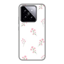 Чехол с розовым рисунком для Xiaomi 14 (Розовые цветы)