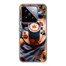 Чехол с уникальным дизайном «Осень с кофе» для Xiaomi 14 – Кофе и тыквы