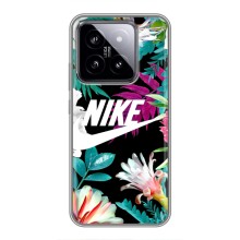 Силиконовый Чехол на Xiaomi 14 с картинкой Nike (Цветочный Nike)