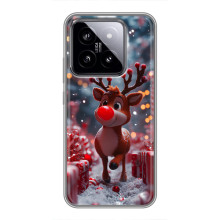 Яркий чехол для Xiaomi 14 с Зимними Оленятами – Олень среди подарков