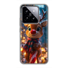 Яркий чехол для Xiaomi 14 с Зимними Оленятами – Олень в шарфе