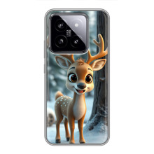 Яркий чехол для Xiaomi 14 с Зимними Оленятами – Оленёнок в лесу