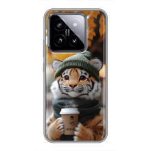 Печатный чехол «Зверята с кофе» для Xiaomi 14 – Тигр с кофе
