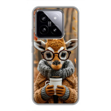 Печатный чехол «Зверята с кофе» для Xiaomi 14 – Жираф с кофе