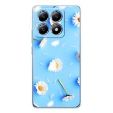 Чохол з Квітами для Xiaomi 14T Pro (ромашки на блакитному)