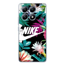 Силіконовый Чохол на Xiaomi 14T Pro з картинкою НАЙК (Квітковий Nike)