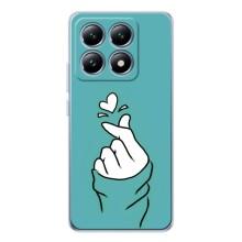 Чехлы (Знак сердечка) на Xiaomi 14T – Сердечко на бирюзовом